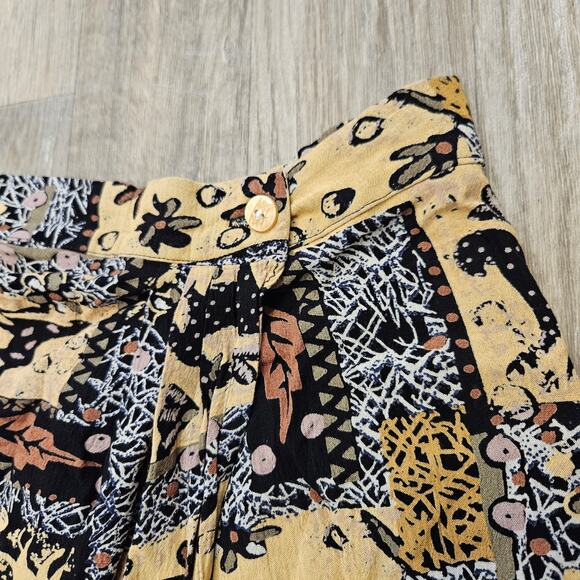 Vtg Midi Skirt Sarong Womens XL Geometric Animal Print Safari Boho Gauze Cottage - Picture 2 of 9